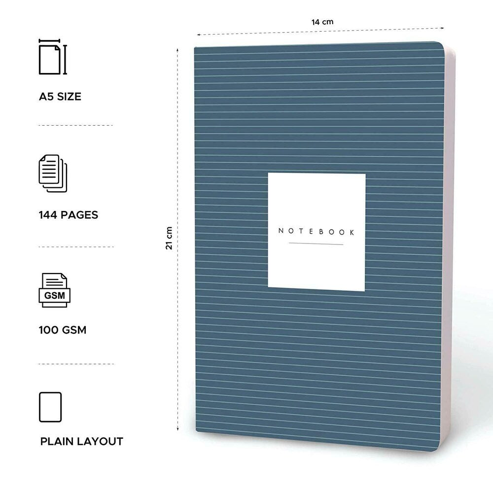 Factor Notes 100 GSM A5 Notebook - Plain 144 Pages (Blue Band) Factor Notes